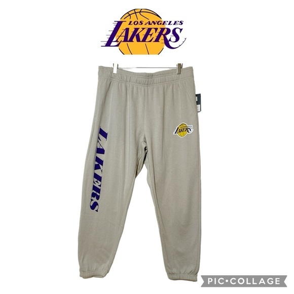 NBA Los Angeles Lakers men relaxed fit fleece joggers sweatpants XL NWT - Picture 1 of 12